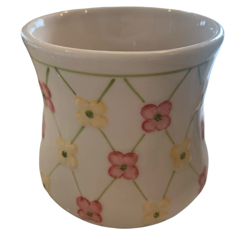 Longaberger Dogwood Pottery Dainty Floral Pot Ceramic Tumbler